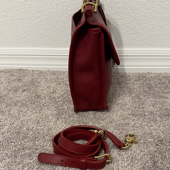 Vintage Coach 9927 Willis Crossbody Shoulder Handle Bag Red Leather - Picture 3 of 15